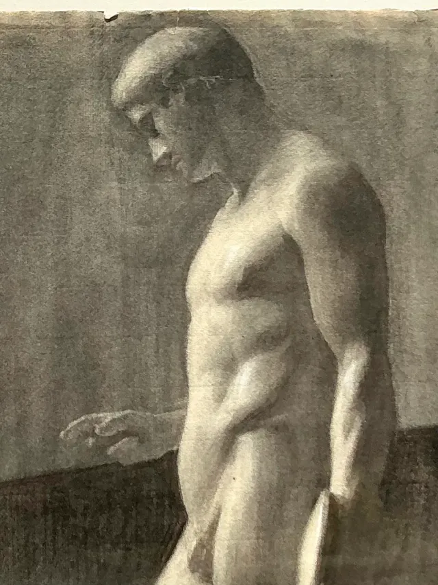 Vintage Boho Original Pencil Sketch Of Man — additional photo 5