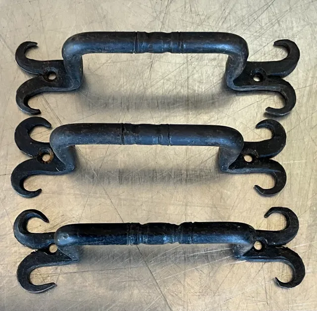 Vintage Boho Hand Forged Cast Iron Handle - Set of 6 — additional photo 2