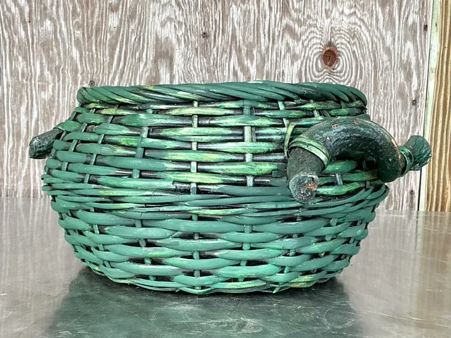 Vintage Boho Woven Rattan Branch Basket — additional photo 5