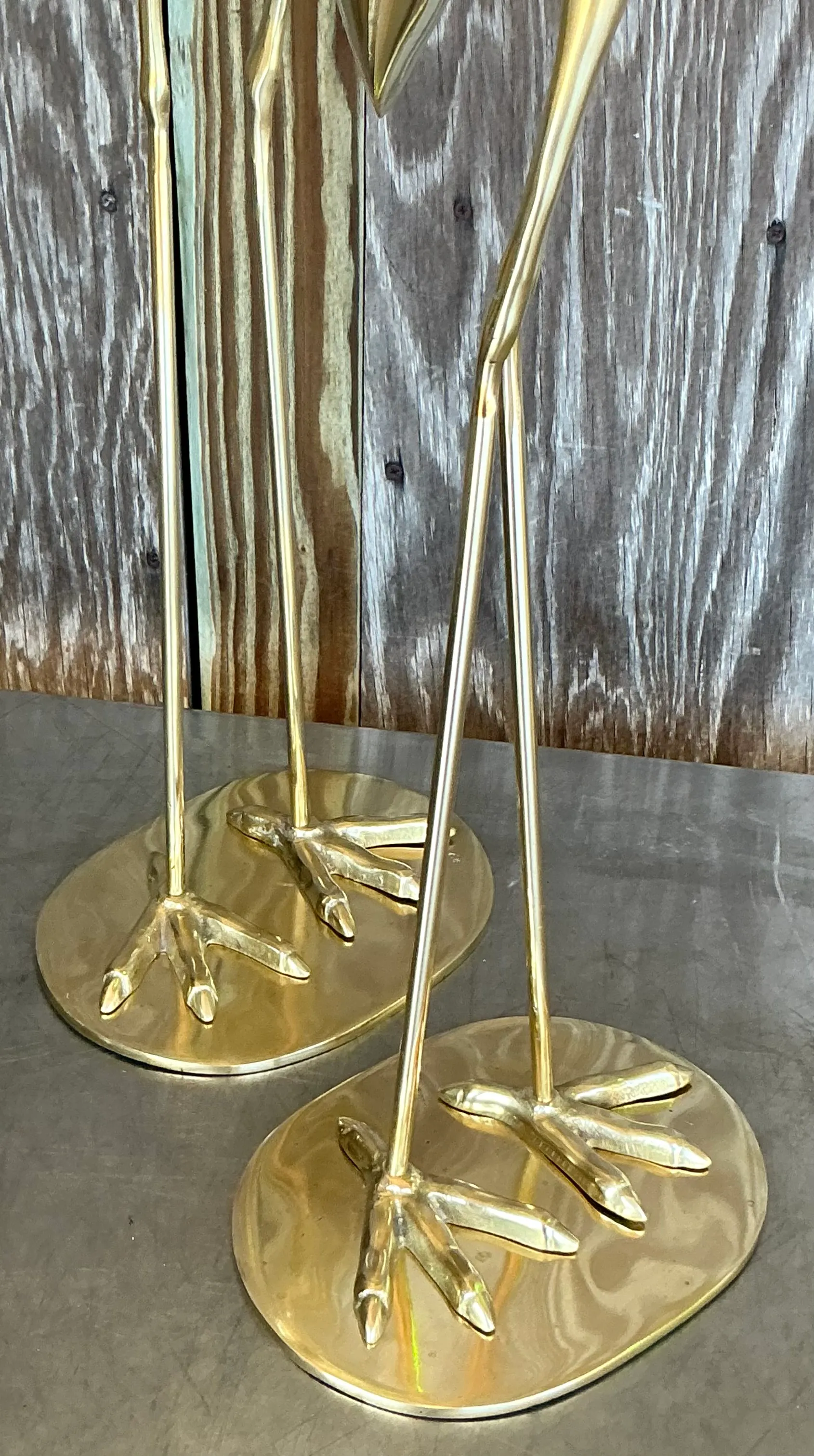 Vintage Boho Polished Brass Cranes- A Pair — additional photo 5