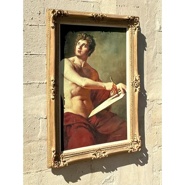Regency Style Original Figurative Oil on Canvas Painting, Framed — additional photo 6