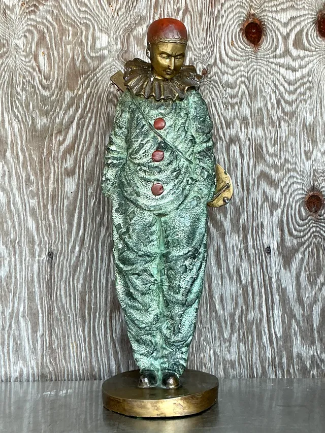 Vintage Italian Bronze Clown Sculpture — additional photo 1