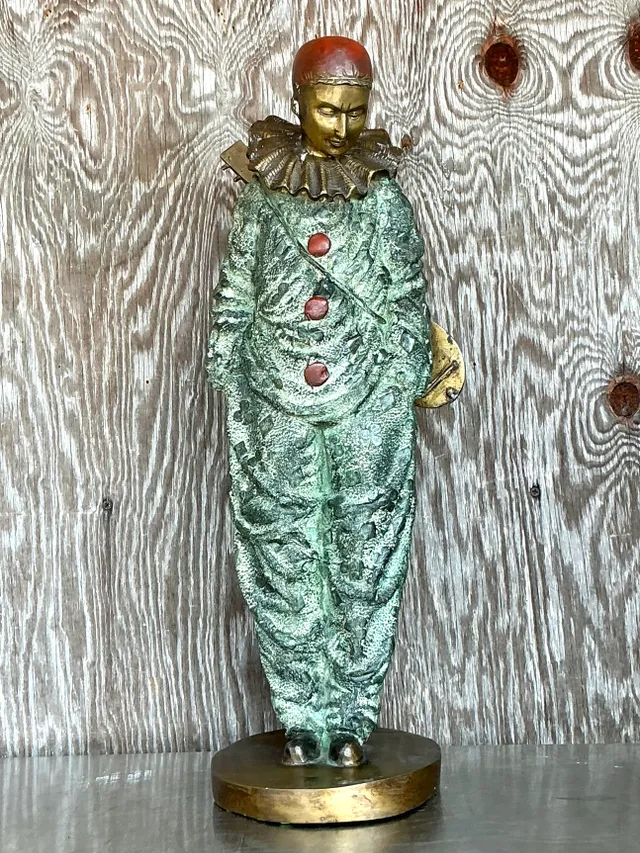Vintage Italian Bronze Clown Sculpture — additional photo 2