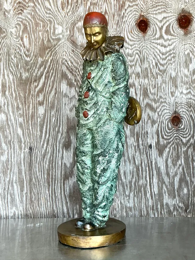 Vintage Italian Bronze Clown Sculpture — additional photo 4