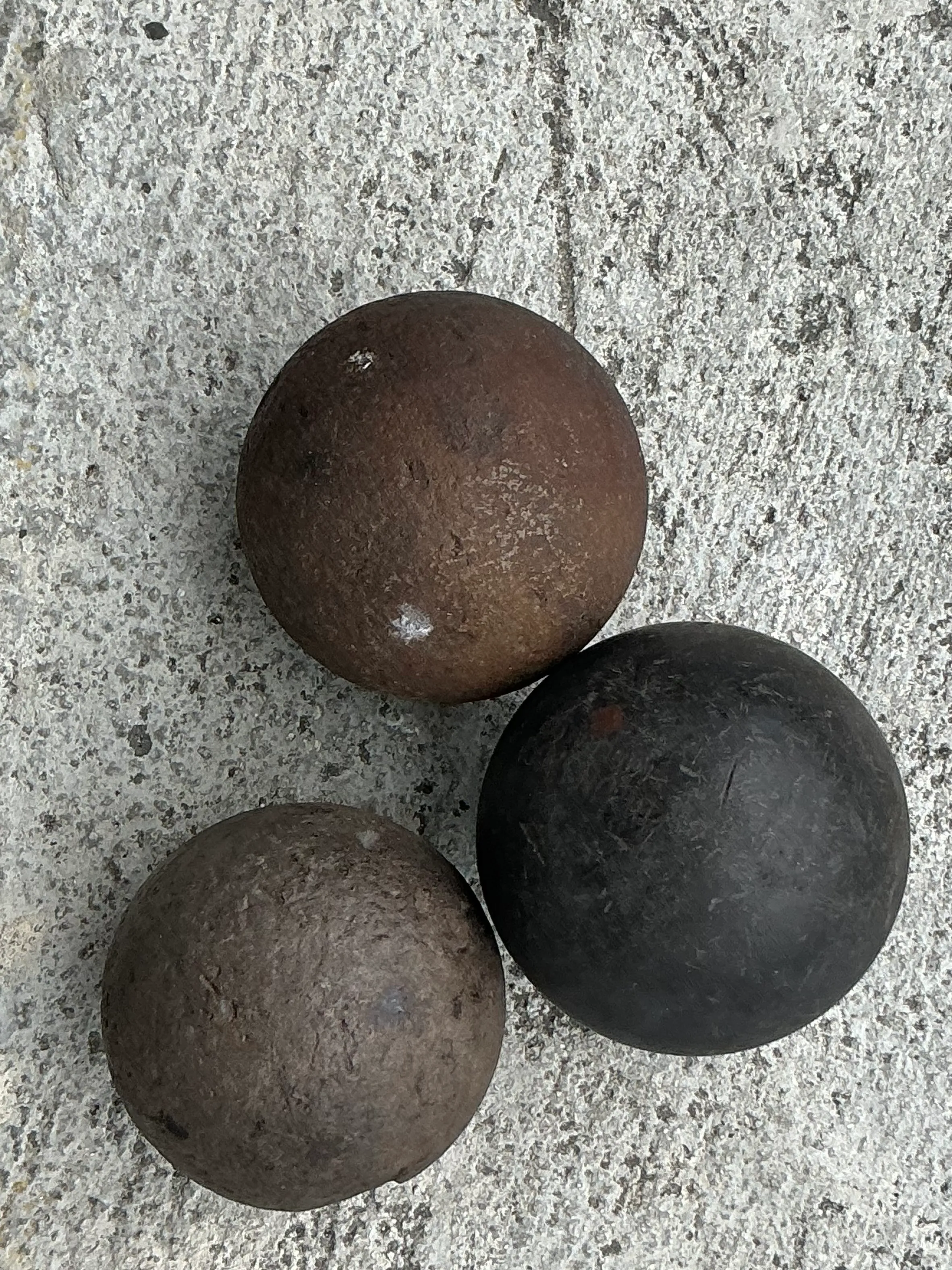 Vintage Boho Solid Iron Cannonballs - Set Of Three 