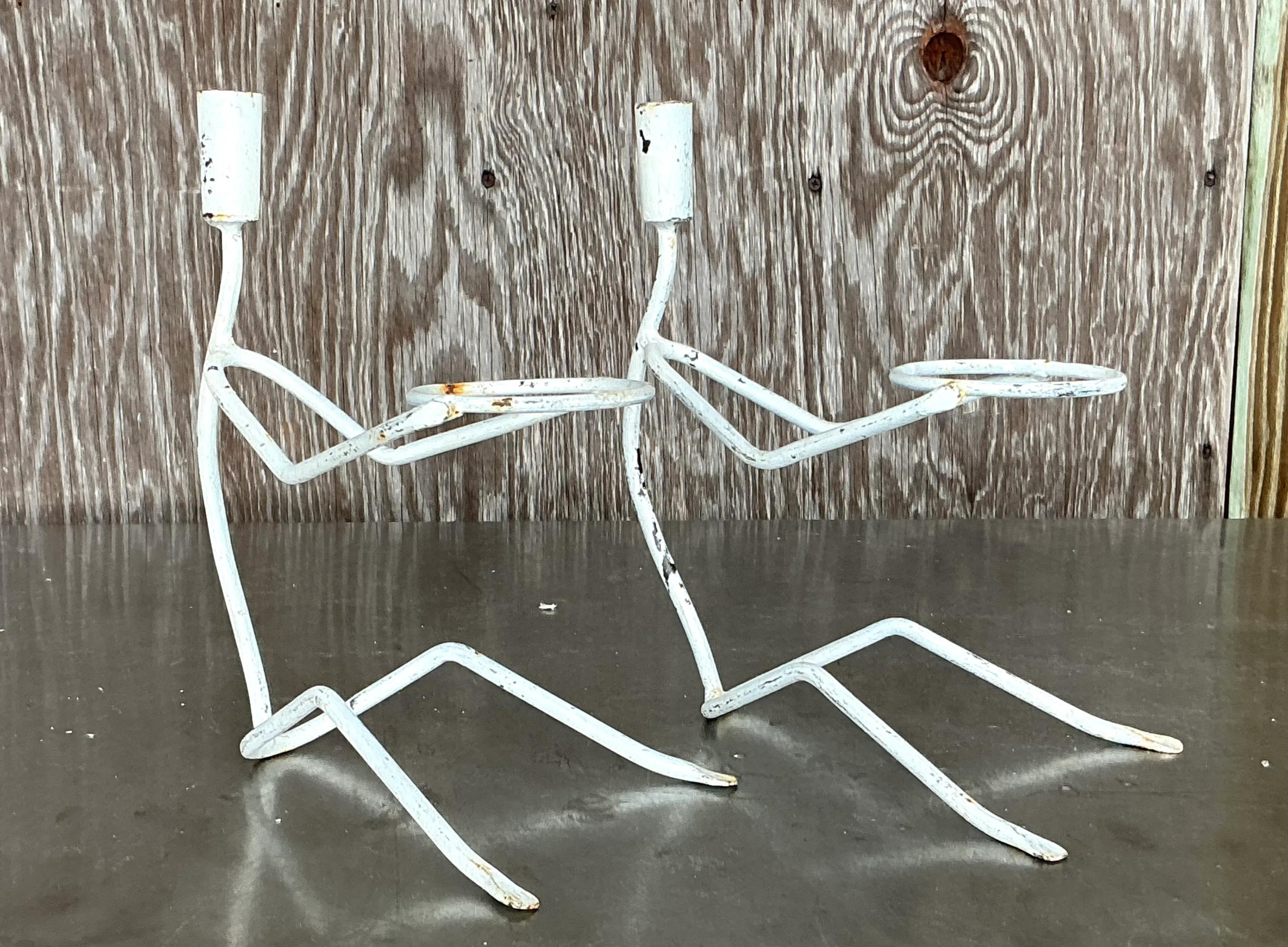 Vintage Boho Wire Stick Figure Plant Holders - A Pair — additional photo 5