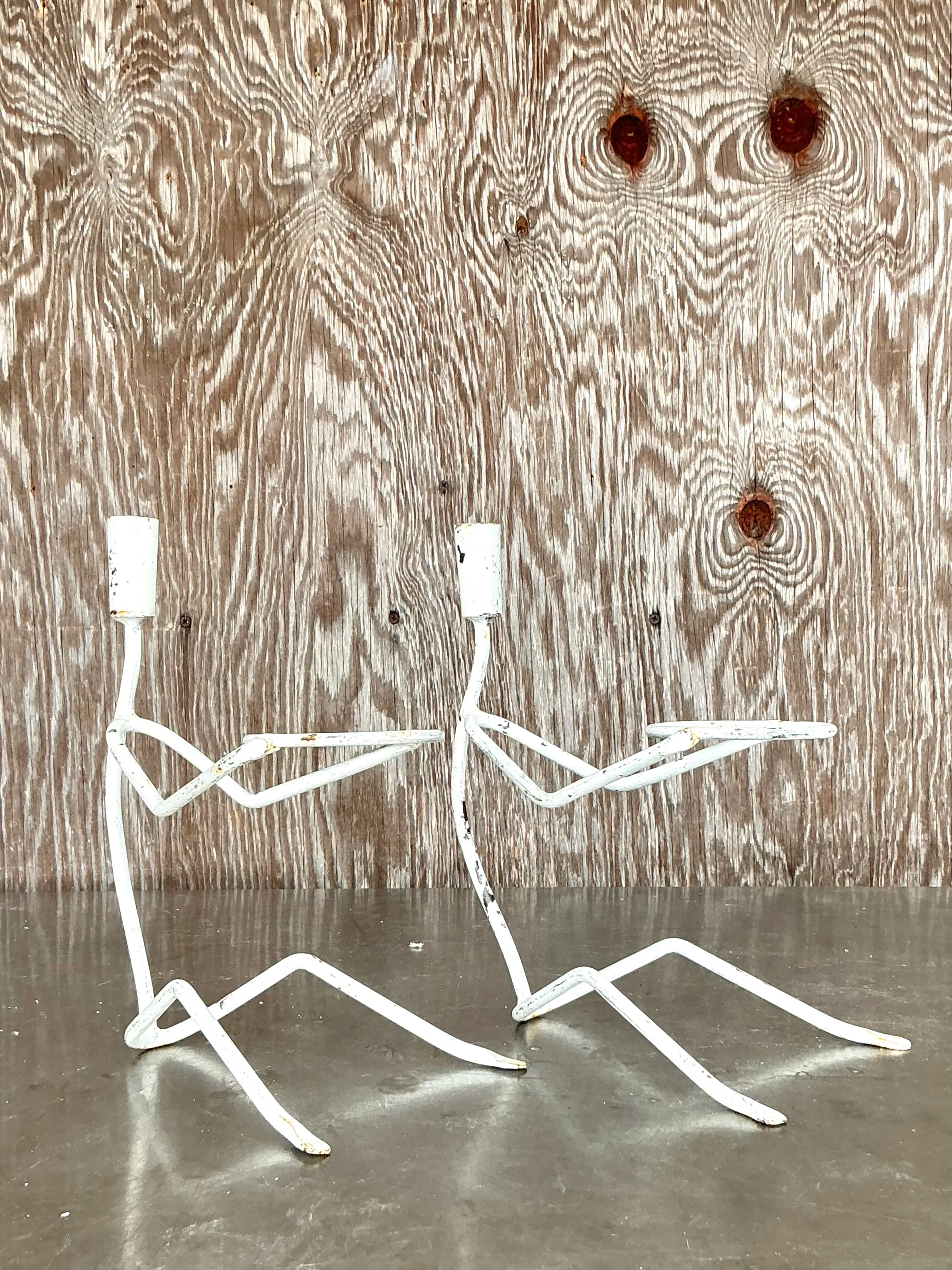Vintage Boho Wire Stick Figure Plant Holders - A Pair — additional photo 2
