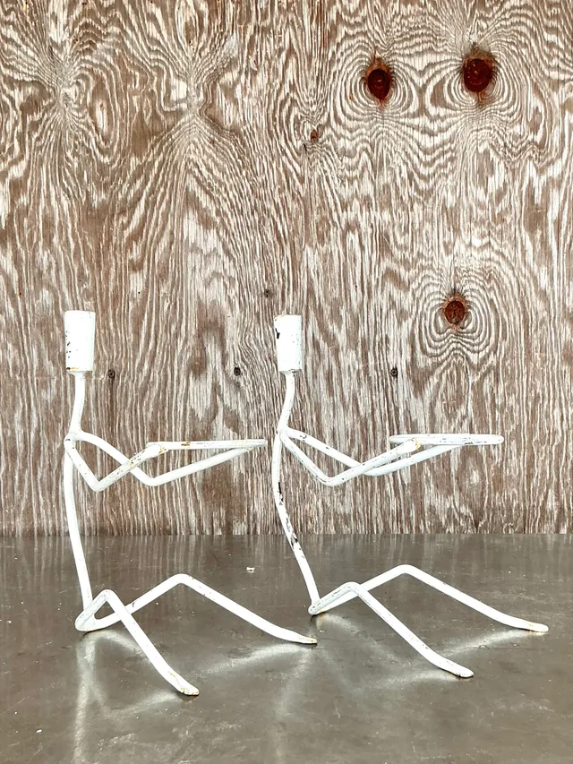 Vintage Boho Wire Stick Figure Plant Holders - A Pair — additional photo 2