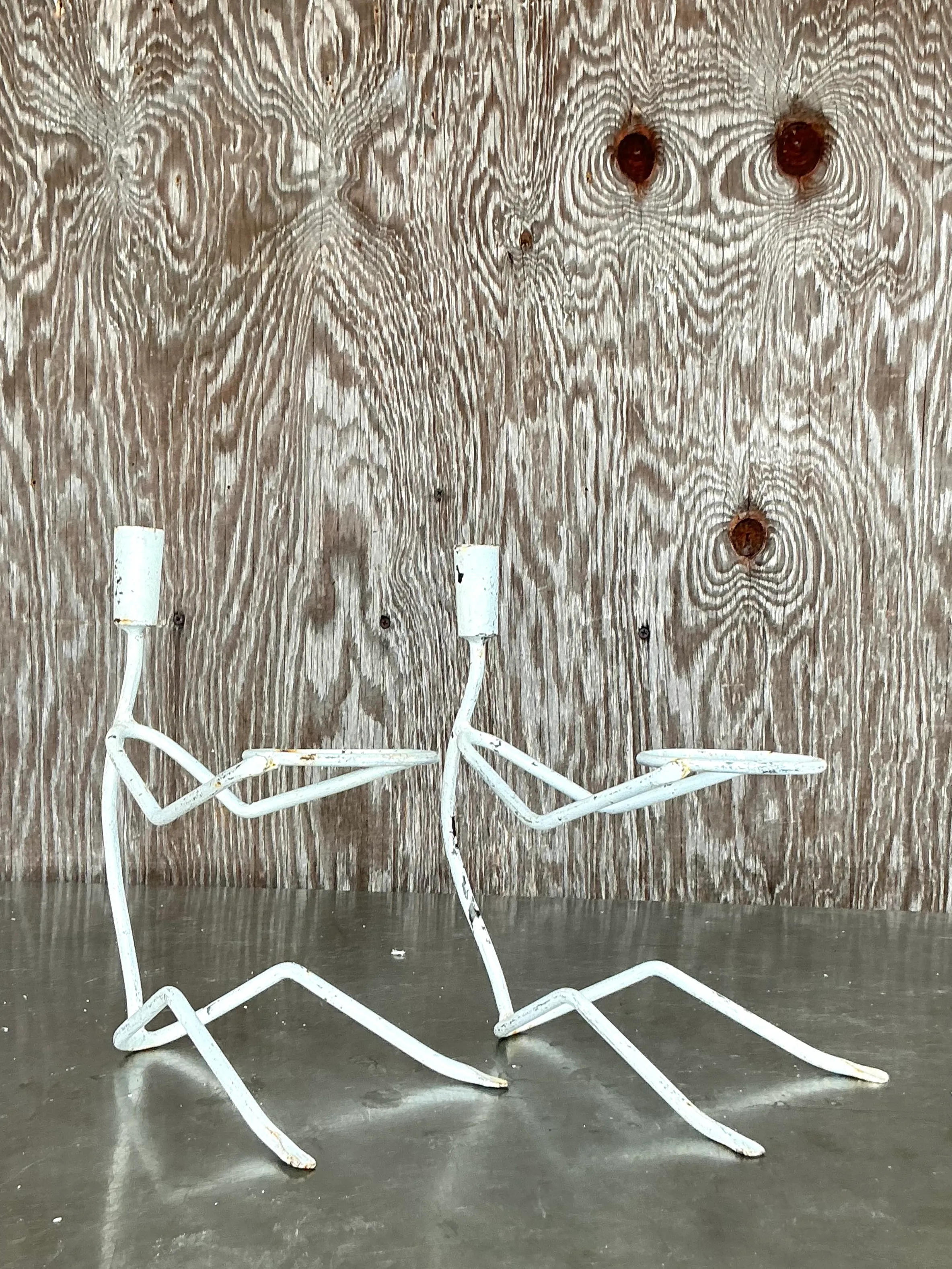 Vintage Boho Wire Stick Figure Plant Holders - A Pair — additional photo 3