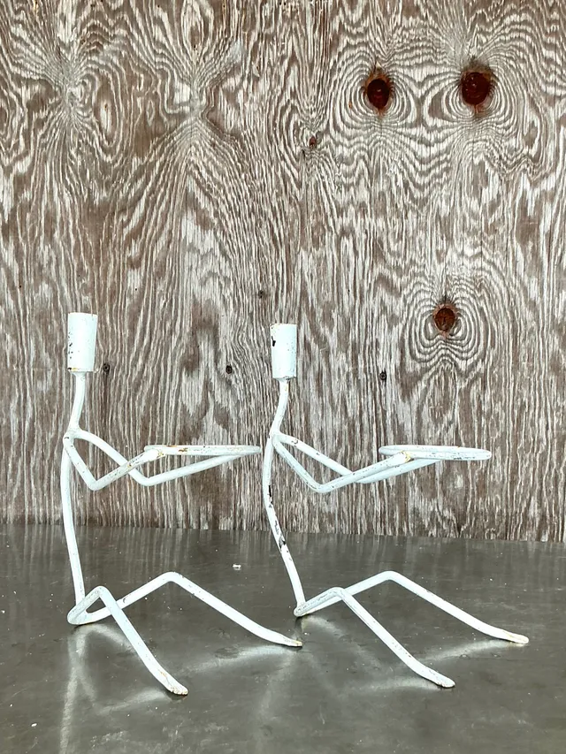 Vintage Boho Wire Stick Figure Plant Holders - A Pair — additional photo 3