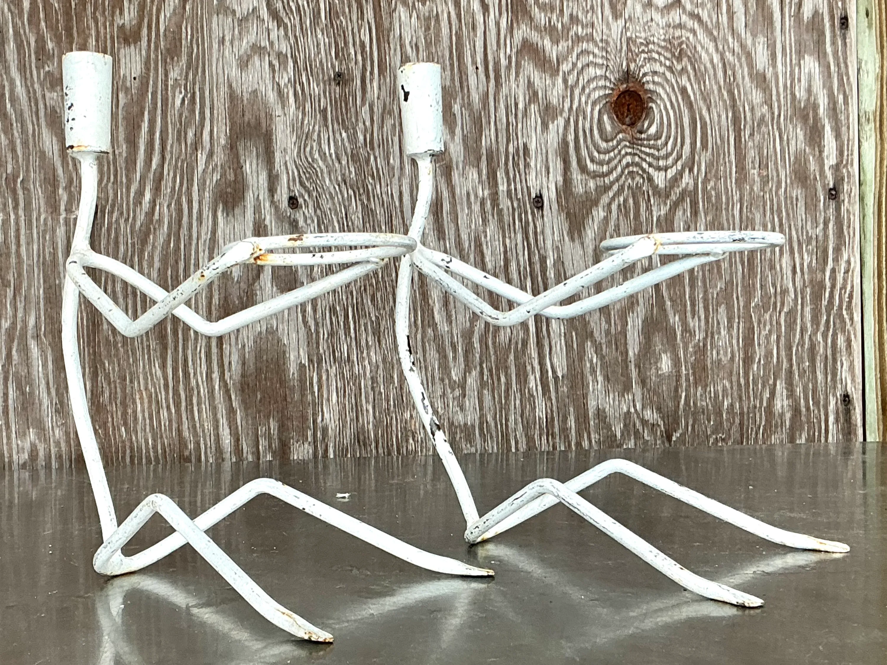 Vintage Boho Wire Stick Figure Plant Holders - A Pair — additional photo 6