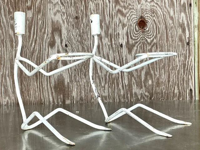 Vintage Boho Wire Stick Figure Plant Holders - A Pair — additional photo 6