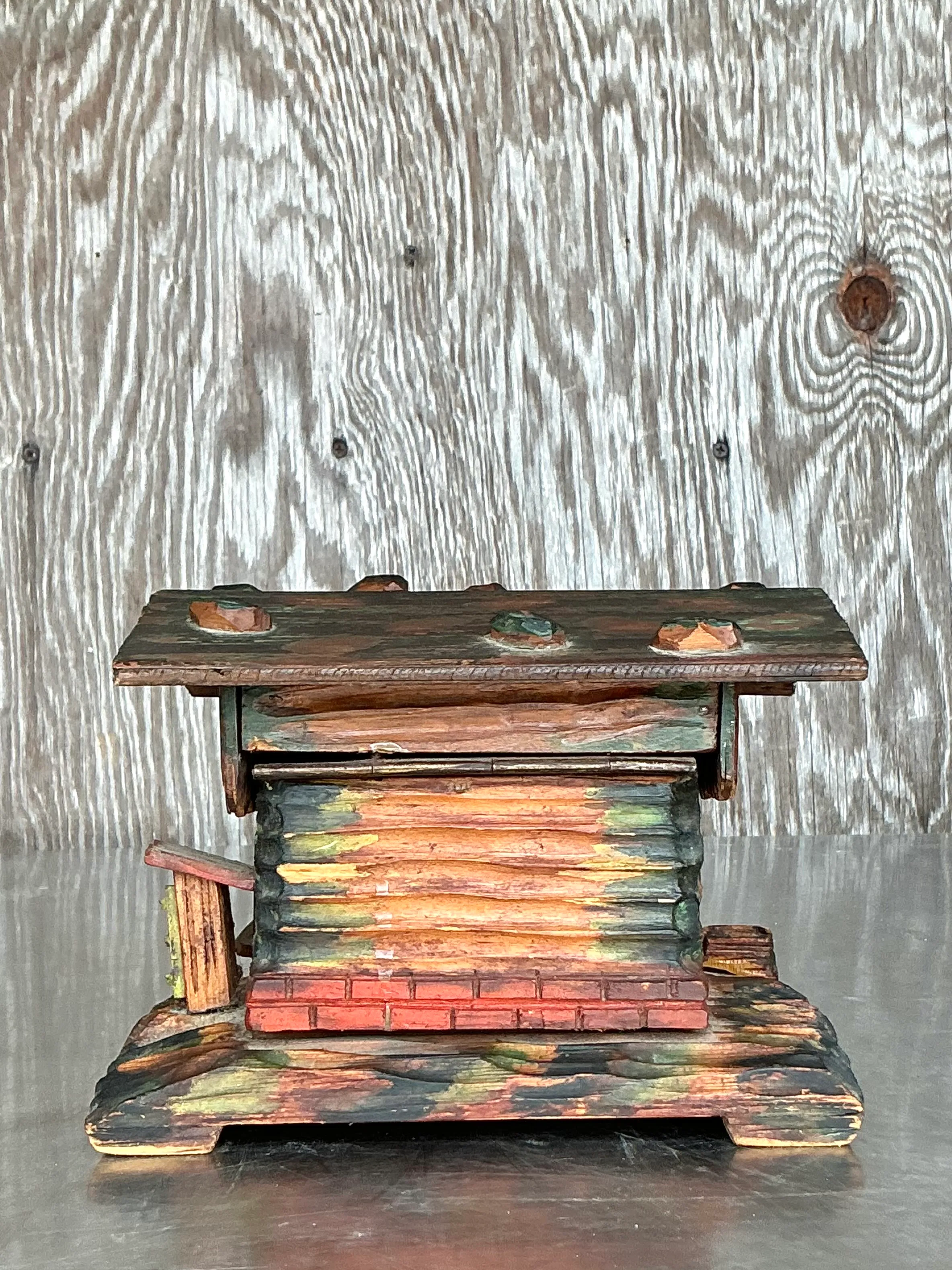 Vintage Boho Hand Made Log Cabin Box — additional photo 6