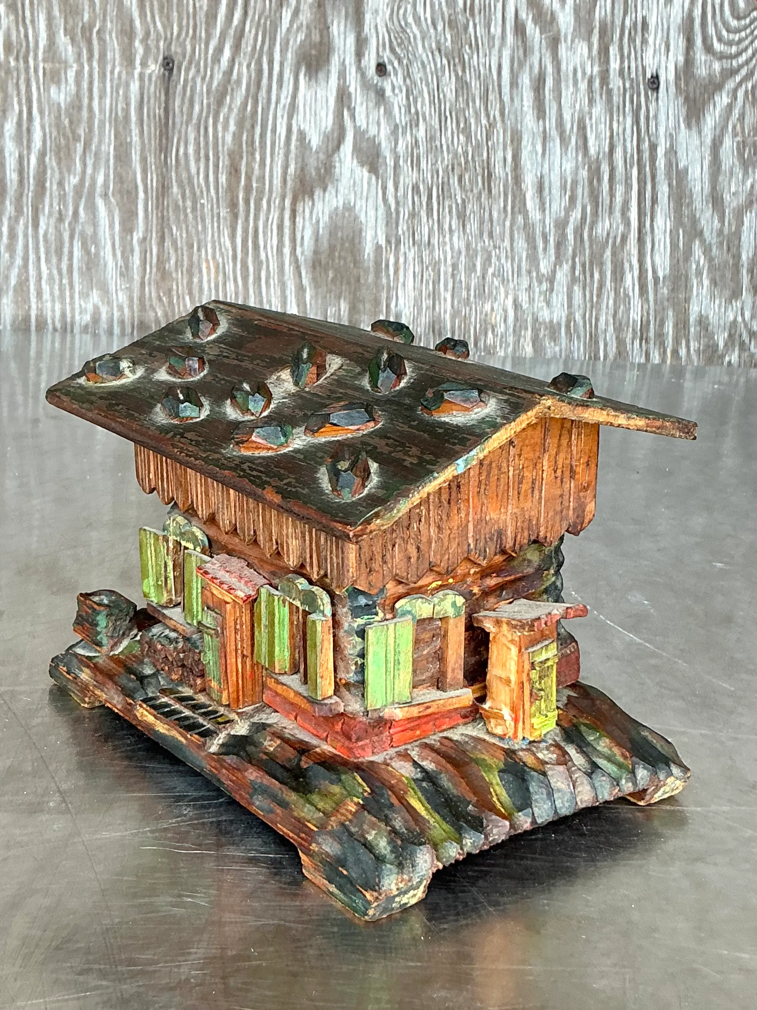 Vintage Boho Hand Made Log Cabin Box — additional photo 4
