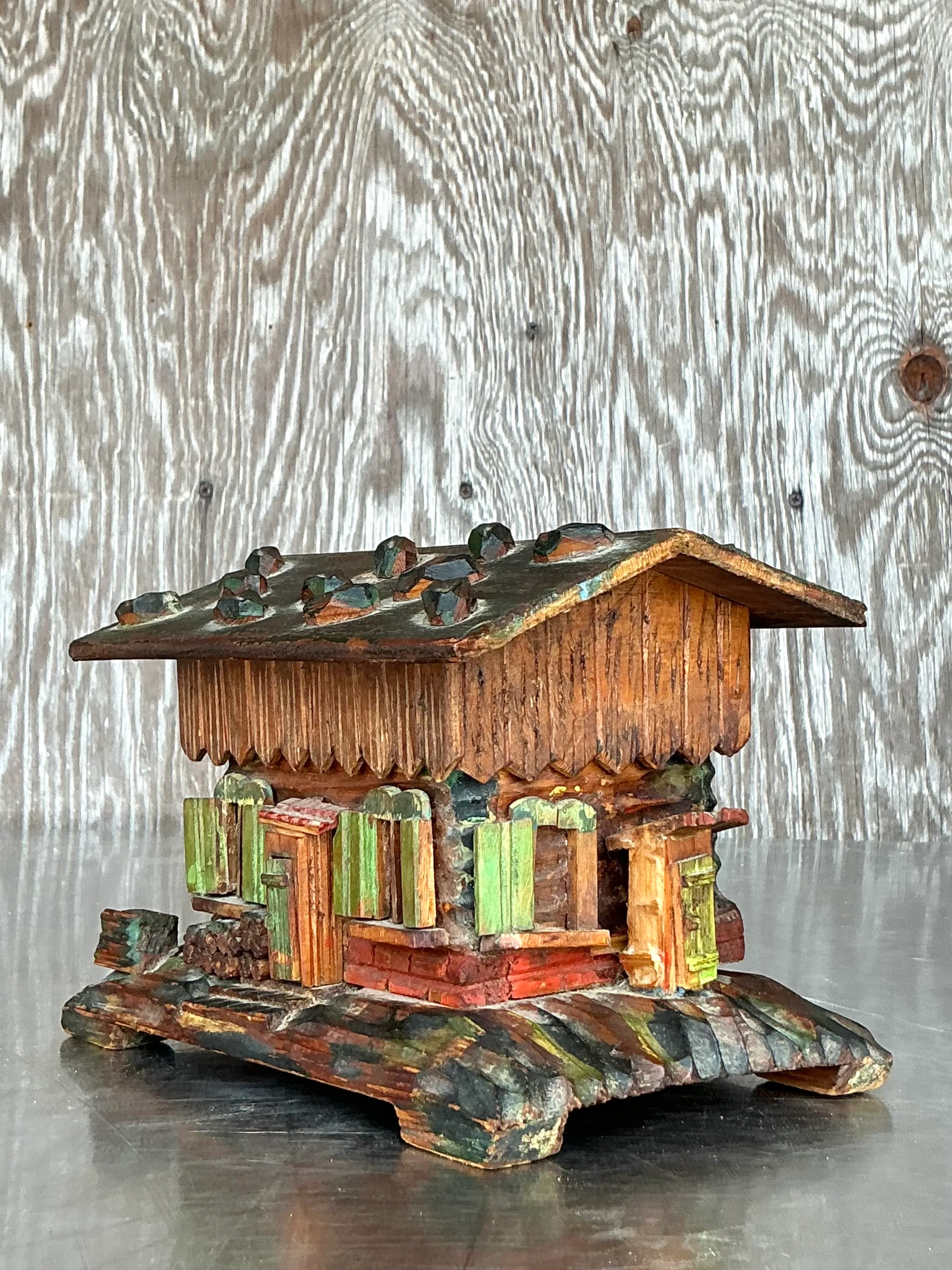 Vintage Boho Hand Made Log Cabin Box — additional photo 5