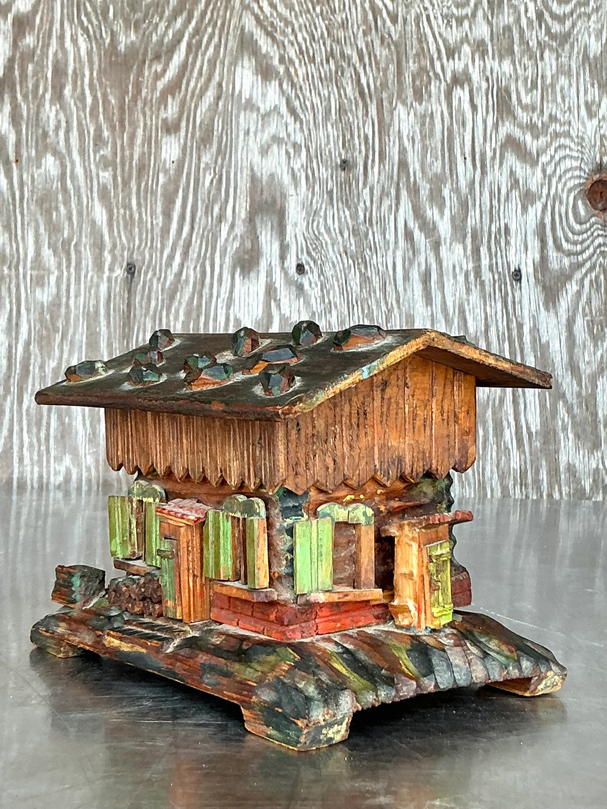 Vintage Boho Hand Made Log Cabin Box — additional photo 7