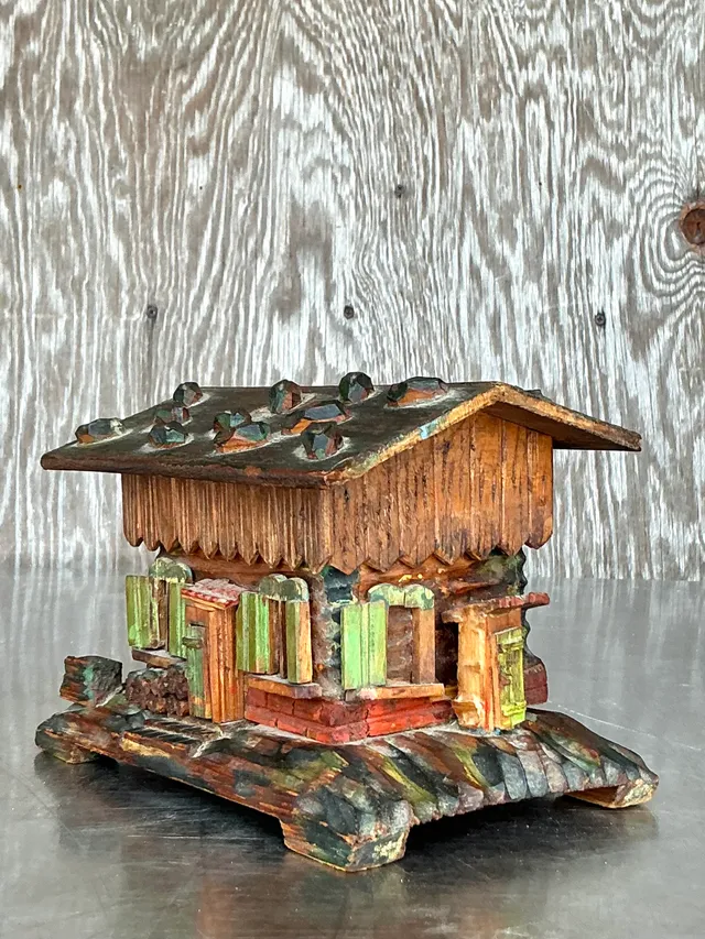 Vintage Boho Hand Made Log Cabin Box — additional photo 7