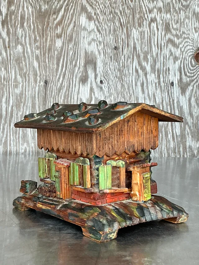 Vintage Boho Hand Made Log Cabin Box — additional photo 8