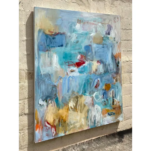 Vintage Boho Monumental Original Abstract Oil on Canvas — additional photo 2