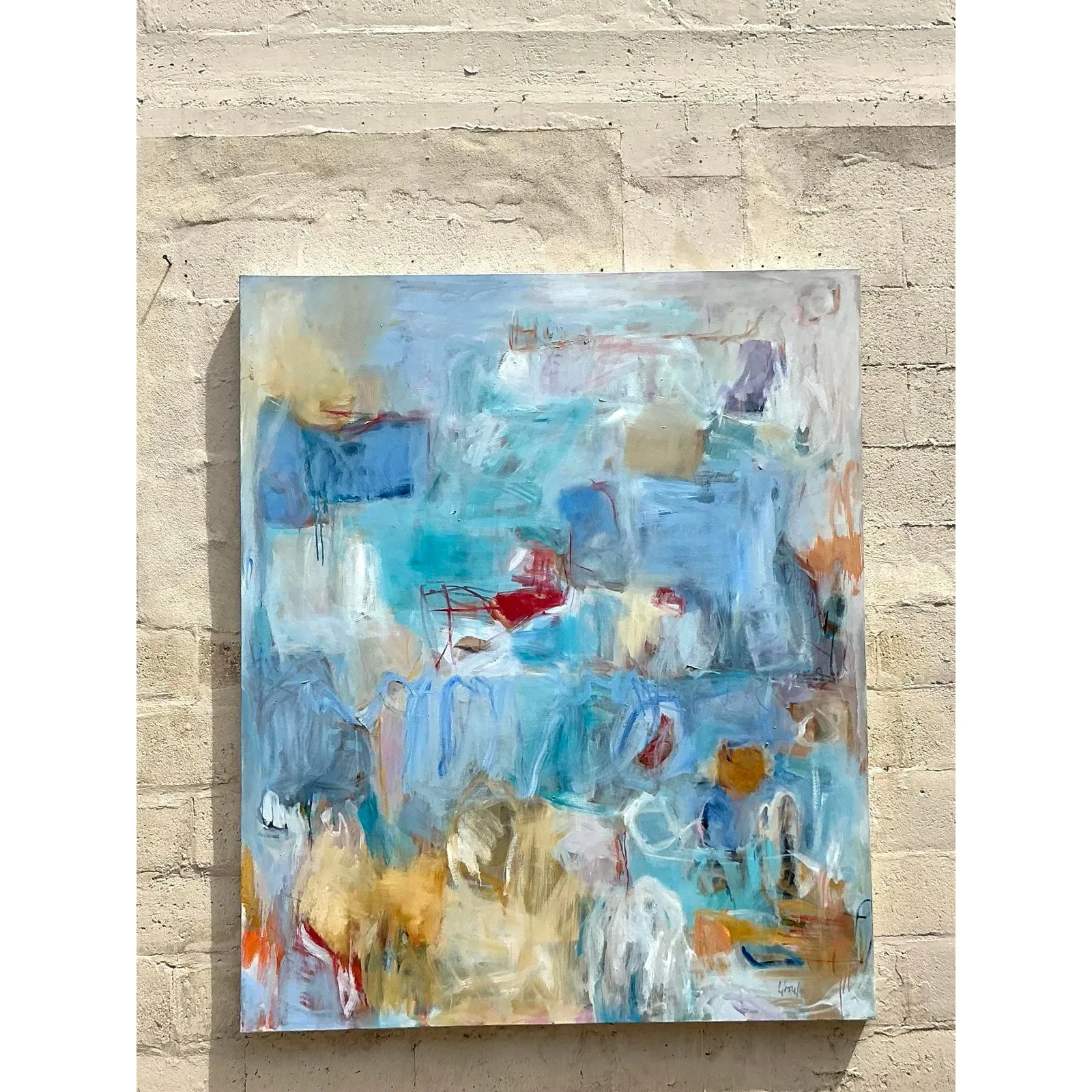 Vintage Boho Monumental Original Abstract Oil on Canvas — additional photo 4