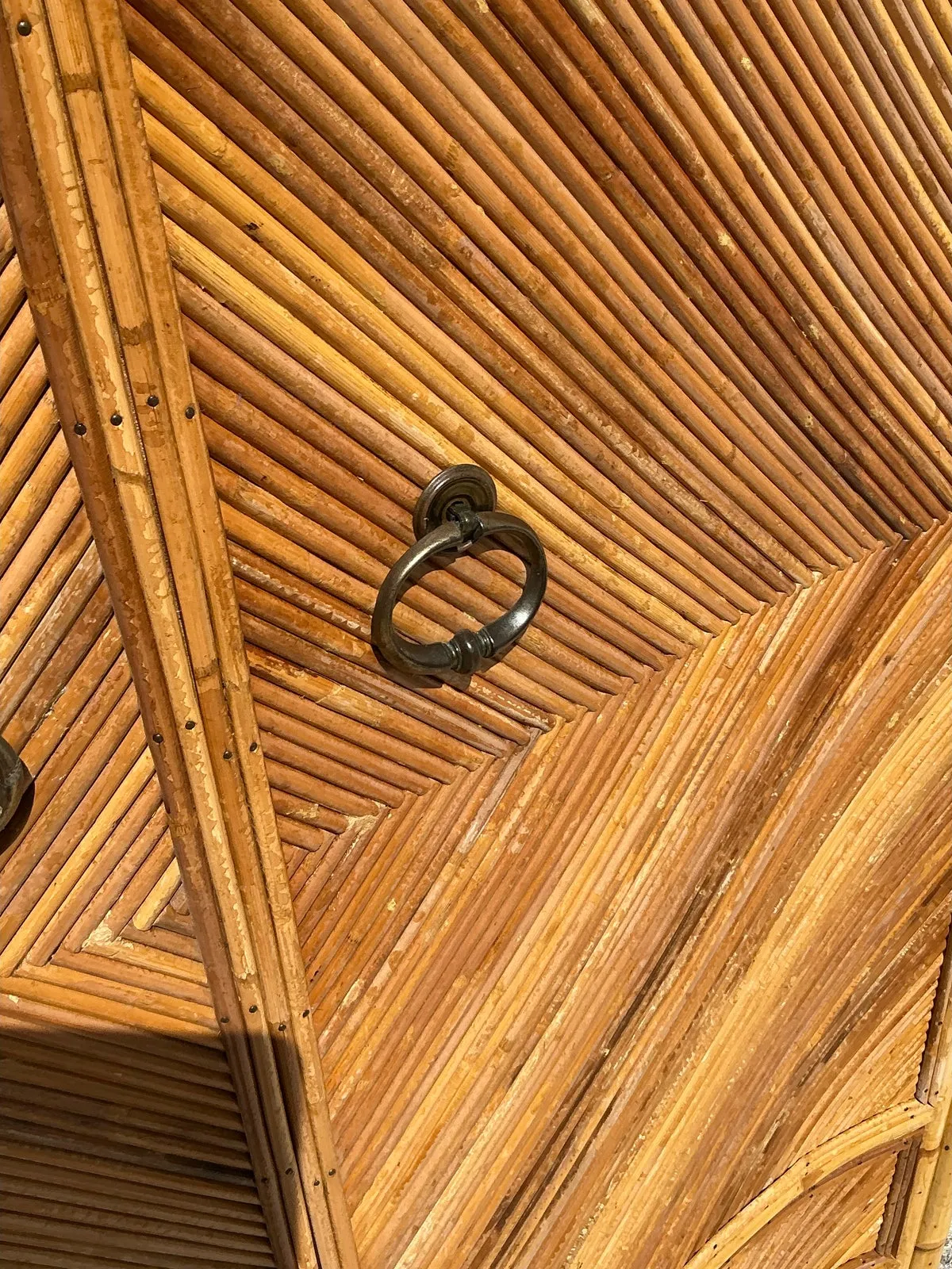 Vintage Coastal Chevron Pencil Reed Armoire — additional photo 6