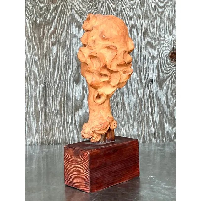 Vintage Boho Original Terracotta Bust of Woman — additional photo 3