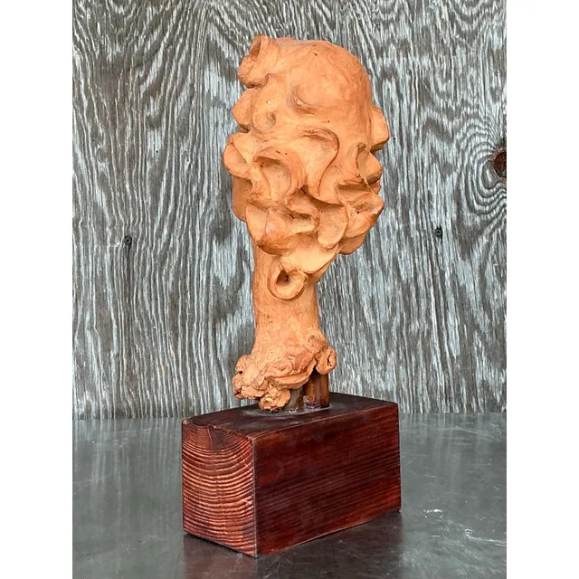 Vintage Boho Original Terracotta Bust of Woman — additional photo 6