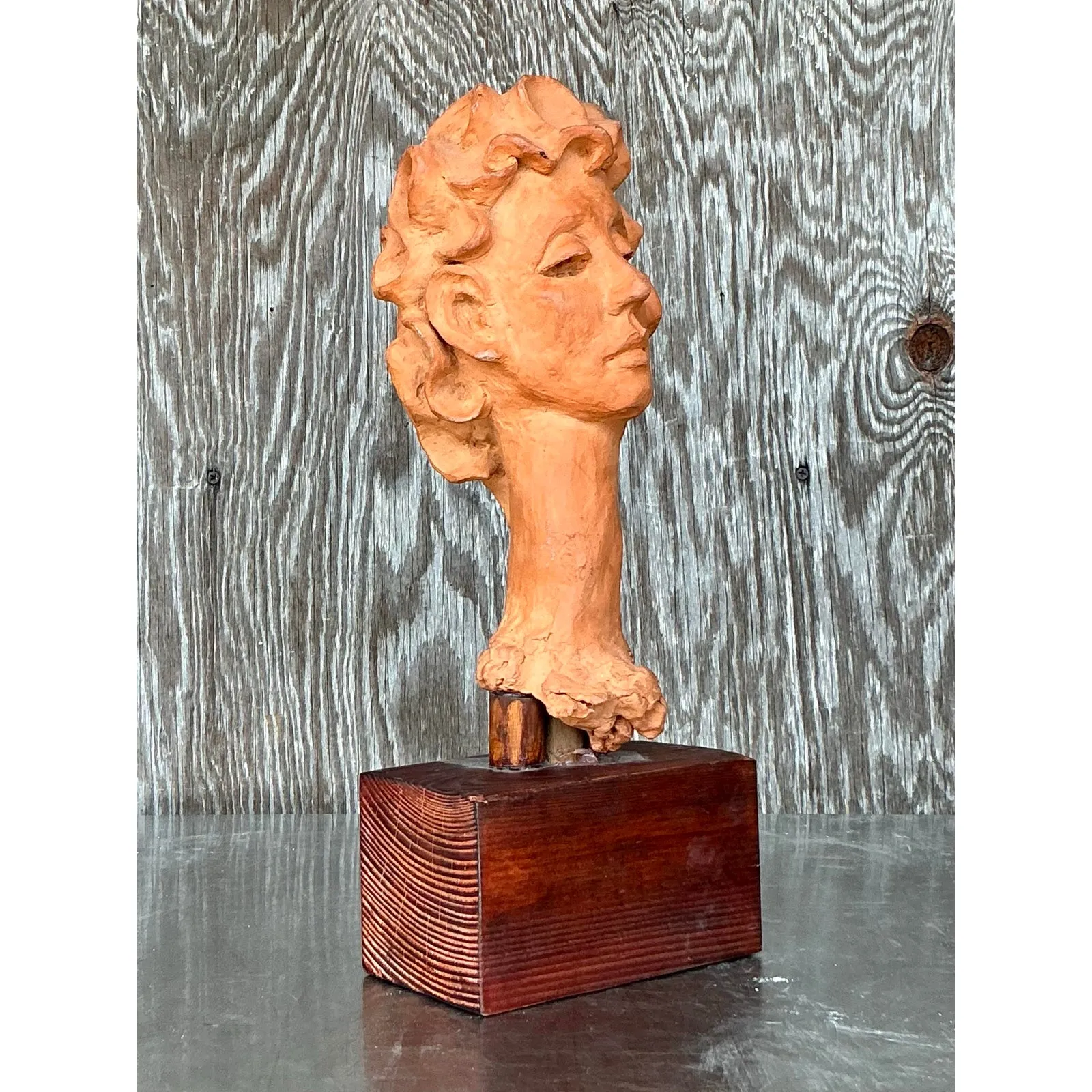 Vintage Boho Original Terracotta Bust of Woman — additional photo 8