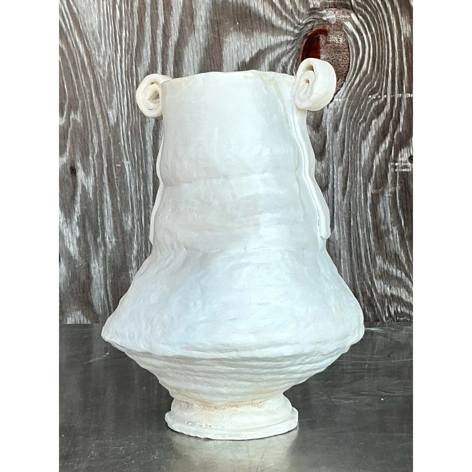 Vintage Boho Original Studio Pottery Scroll Vase — additional photo 3