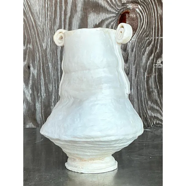 Vintage Boho Original Studio Pottery Scroll Vase — additional photo 3