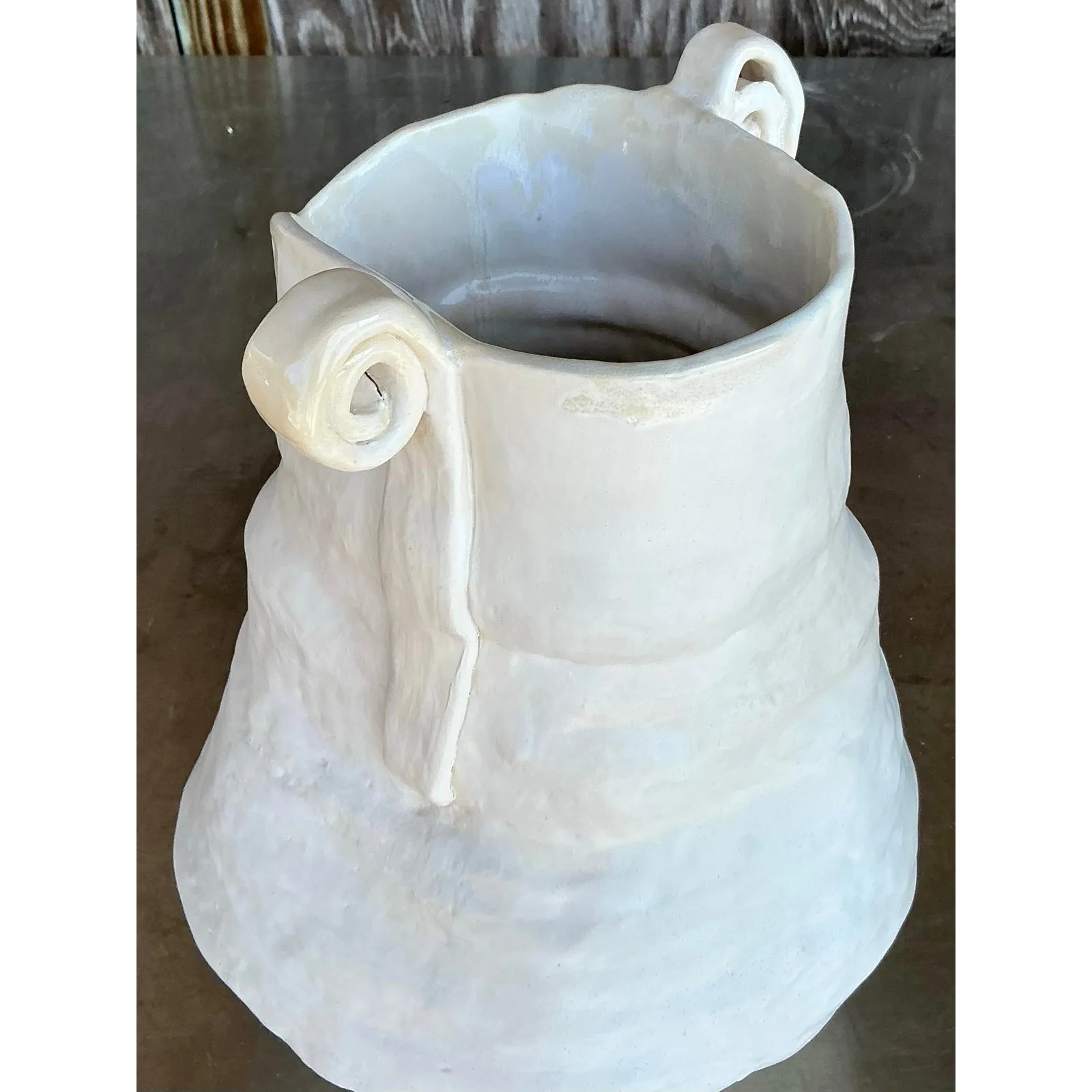 Vintage Boho Original Studio Pottery Scroll Vase — additional photo 4