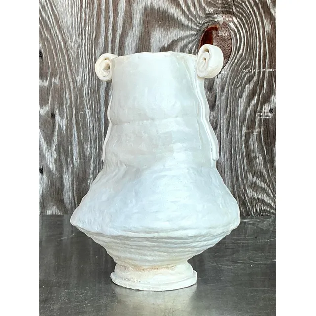 Vintage Boho Original Studio Pottery Scroll Vase — additional photo 5