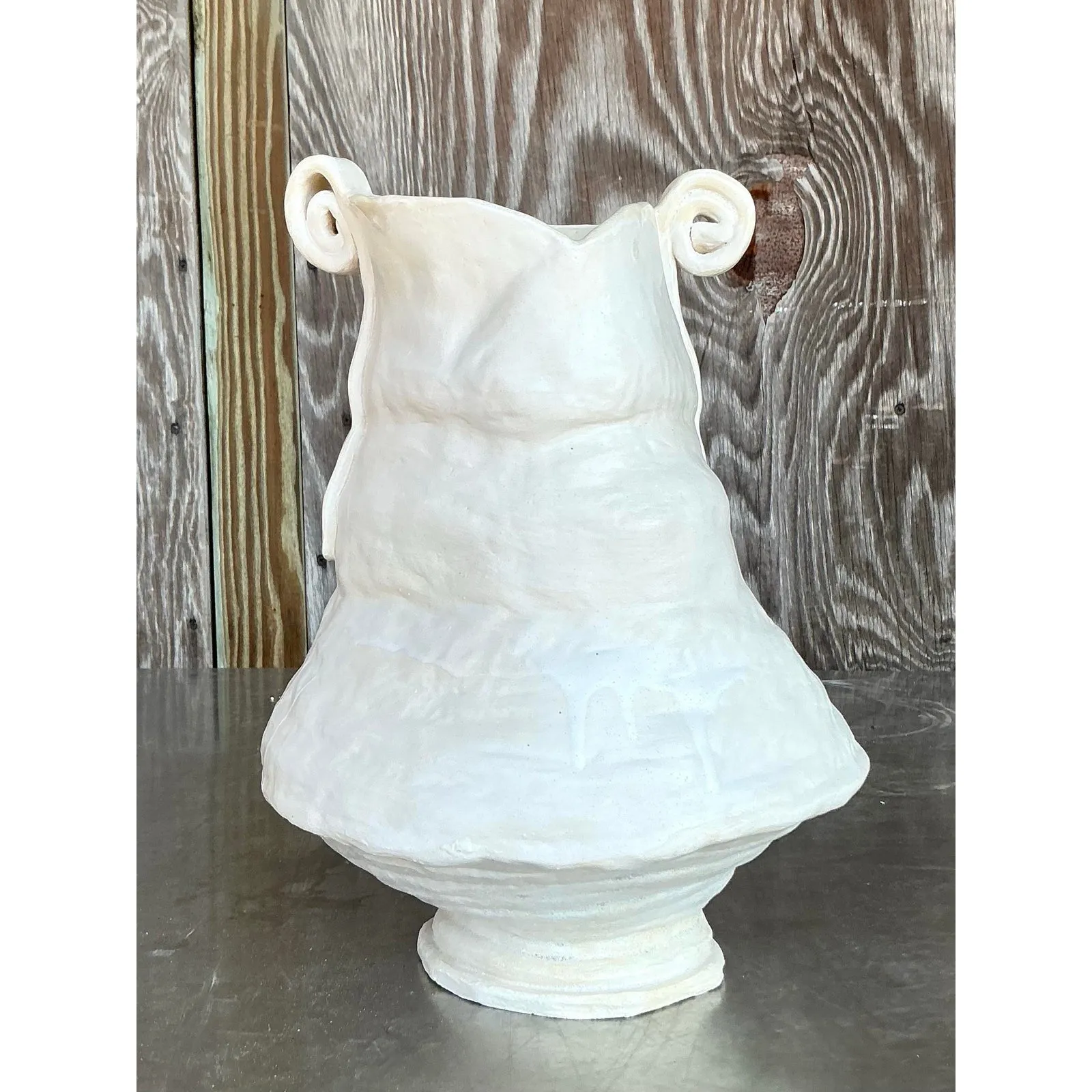 Vintage Boho Original Studio Pottery Scroll Vase — additional photo 6