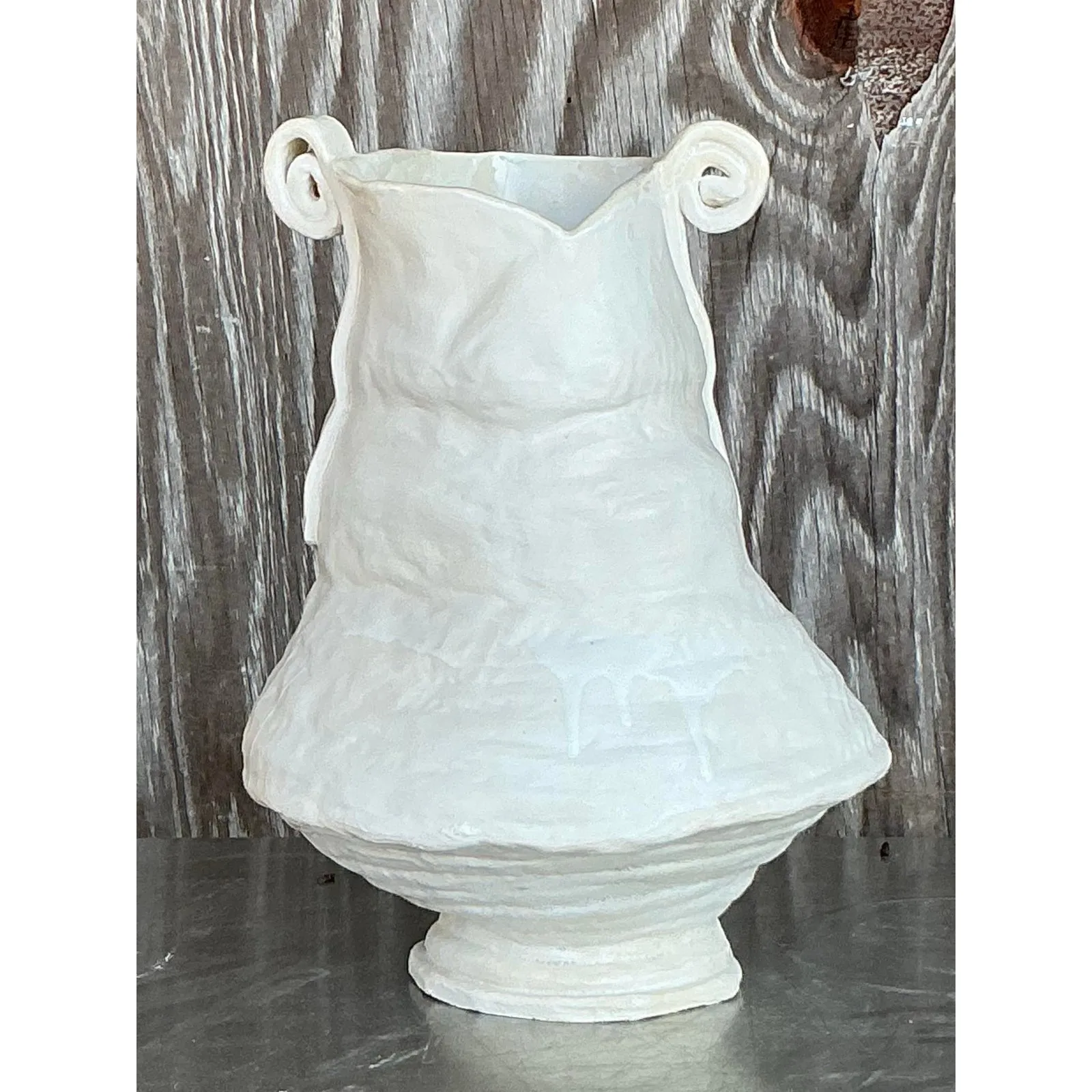 Vintage Boho Original Studio Pottery Scroll Vase — additional photo 7