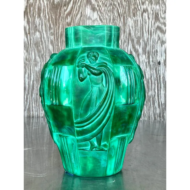 Vintage Art Deco Malachite Glass “Ingrid” Vase After Artur Pleva — additional photo 2
