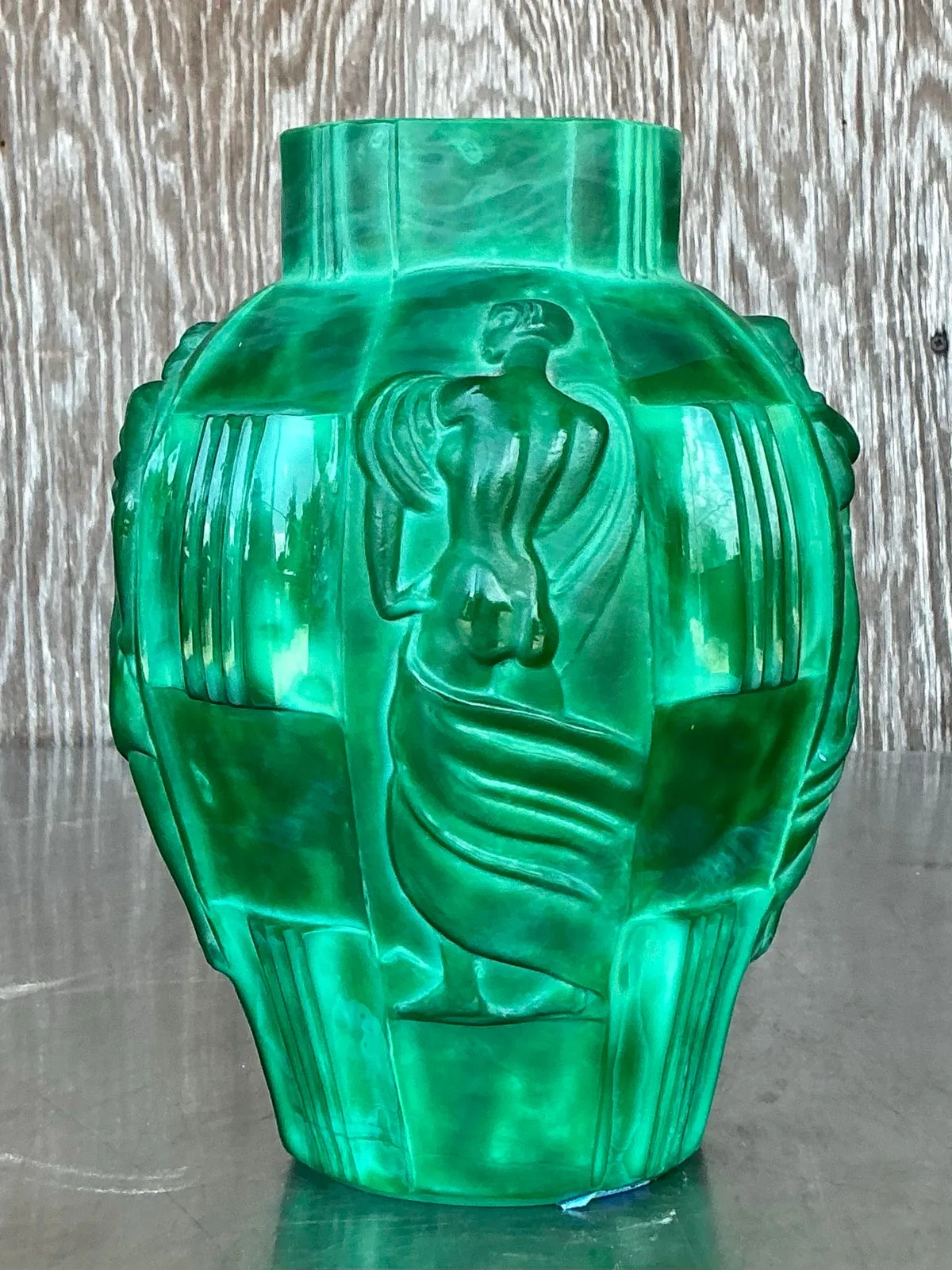Vintage Art Deco Malachite Glass “Ingrid” Vase After Artur Pleva — additional photo 3