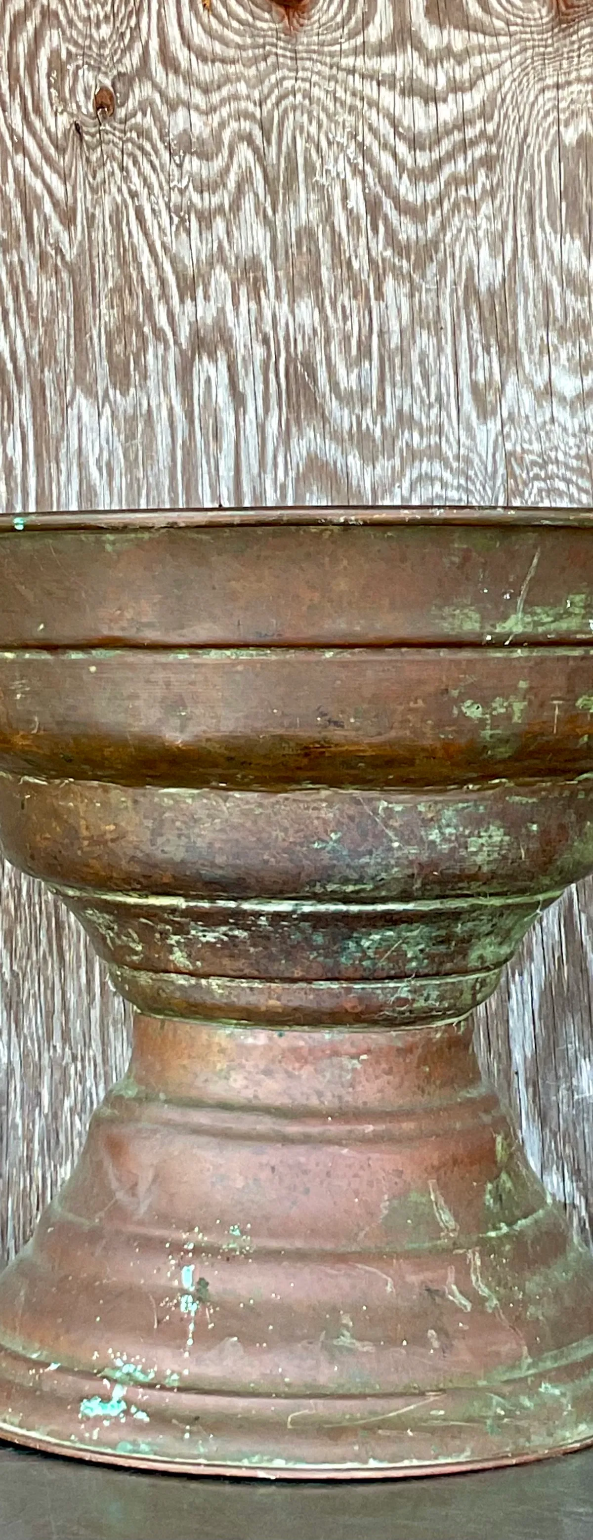 Vintage Boho Original Patinated Copper Centerpiece Bowl — additional photo 1
