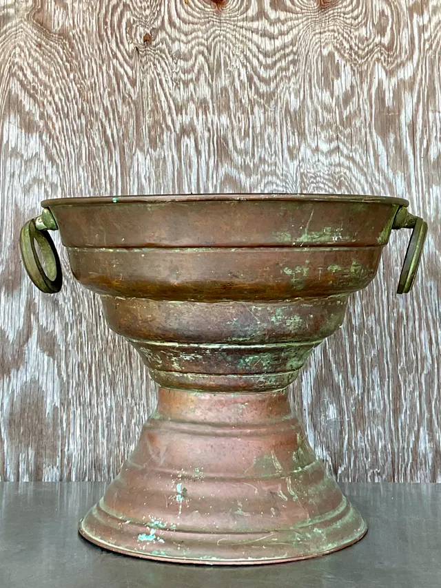 Vintage Boho Original Patinated Copper Centerpiece Bowl — additional photo 2