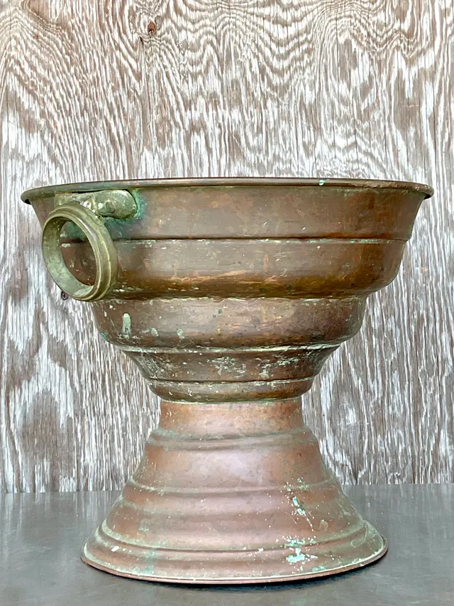 Vintage Boho Original Patinated Copper Centerpiece Bowl — additional photo 5