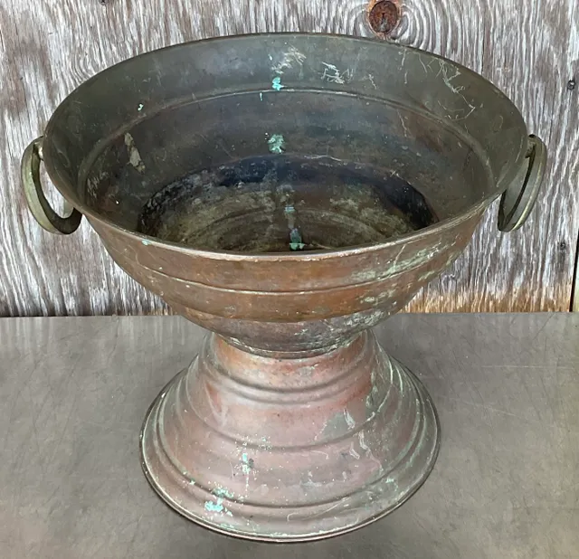 Vintage Boho Original Patinated Copper Centerpiece Bowl — additional photo 7