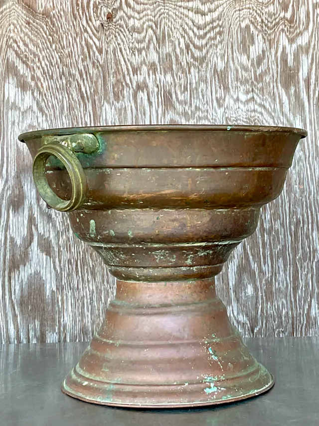 Vintage Boho Original Patinated Copper Centerpiece Bowl — additional photo 8