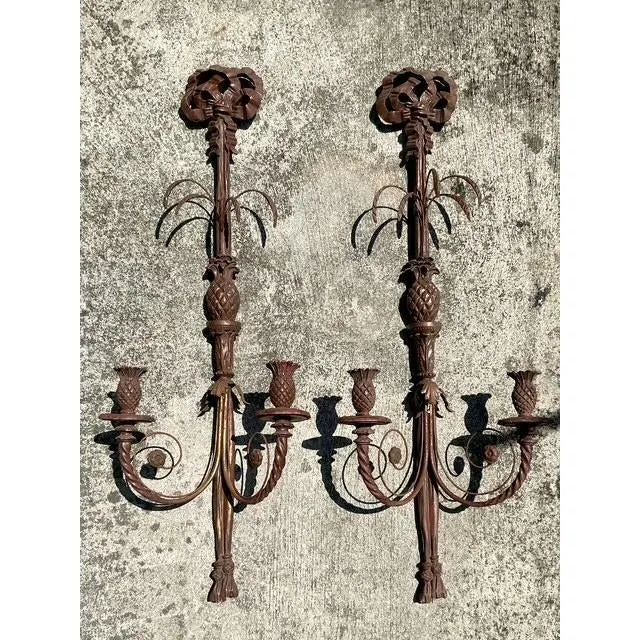 Vintage Boho Carved Wood Candle Sconces - A Pair — additional photo 6
