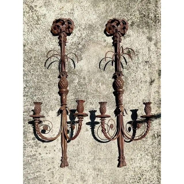 Vintage Boho Carved Wood Candle Sconces - A Pair — additional photo 7