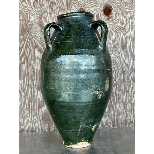 Vintage Boho Glazed Terra Cotta Urn — additional photo 7