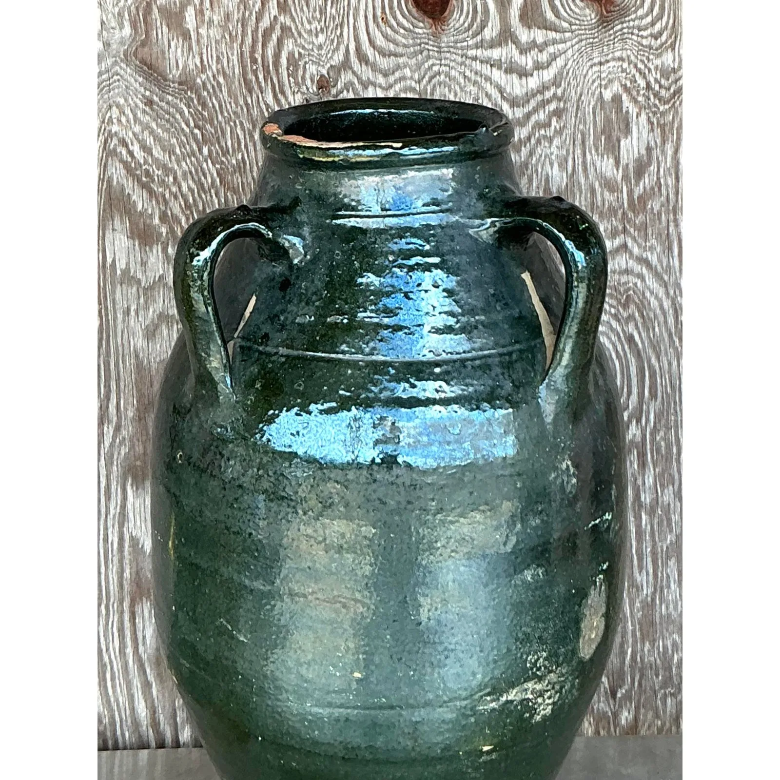 Vintage Boho Glazed Terra Cotta Urn — additional photo 5