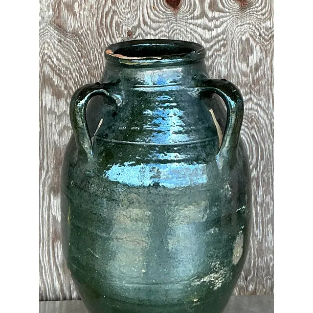 Vintage Boho Glazed Terra Cotta Urn — additional photo 5