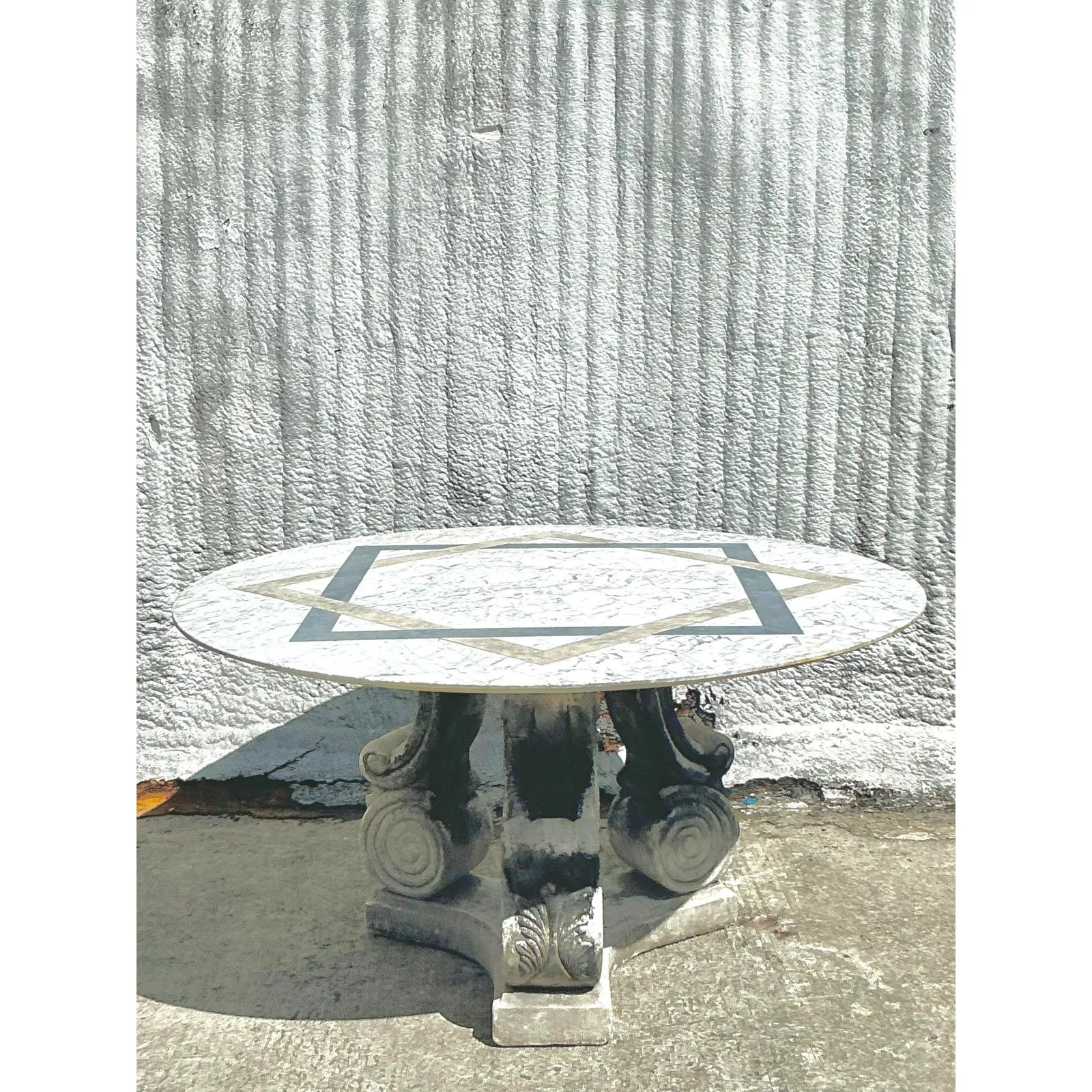 Vintage Regency Inlay Marble Table