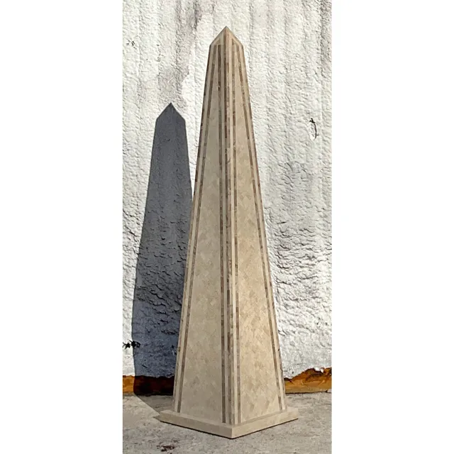 Vintage Boho Monumental Tessellated Stone Obelisk — additional photo 2
