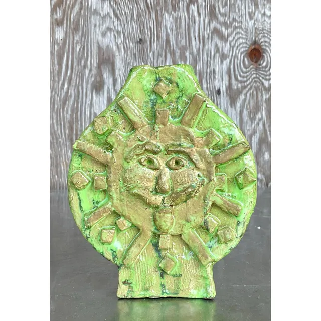 Vintage Boho Original Studio Pottery Face Vase — additional photo 3