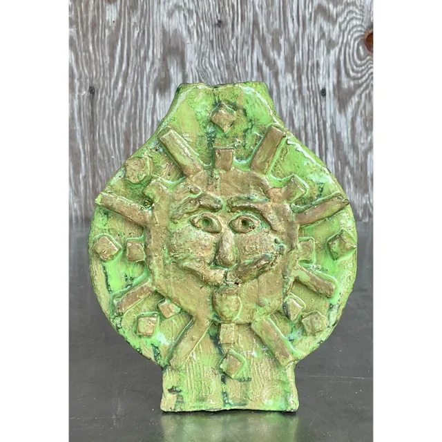 Vintage Boho Original Studio Pottery Face Vase — additional photo 2
